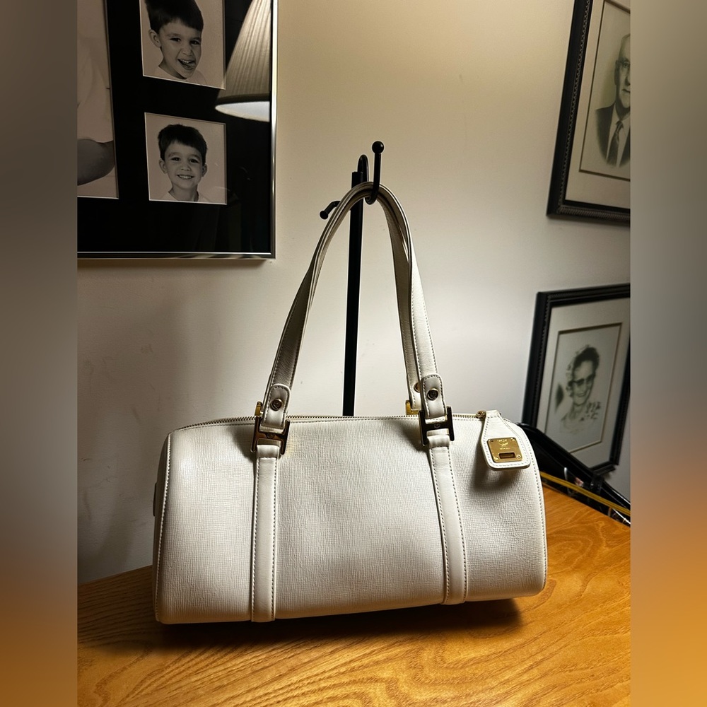 MCM White Leather Women's Barrel Bag - Picture 3 of 8